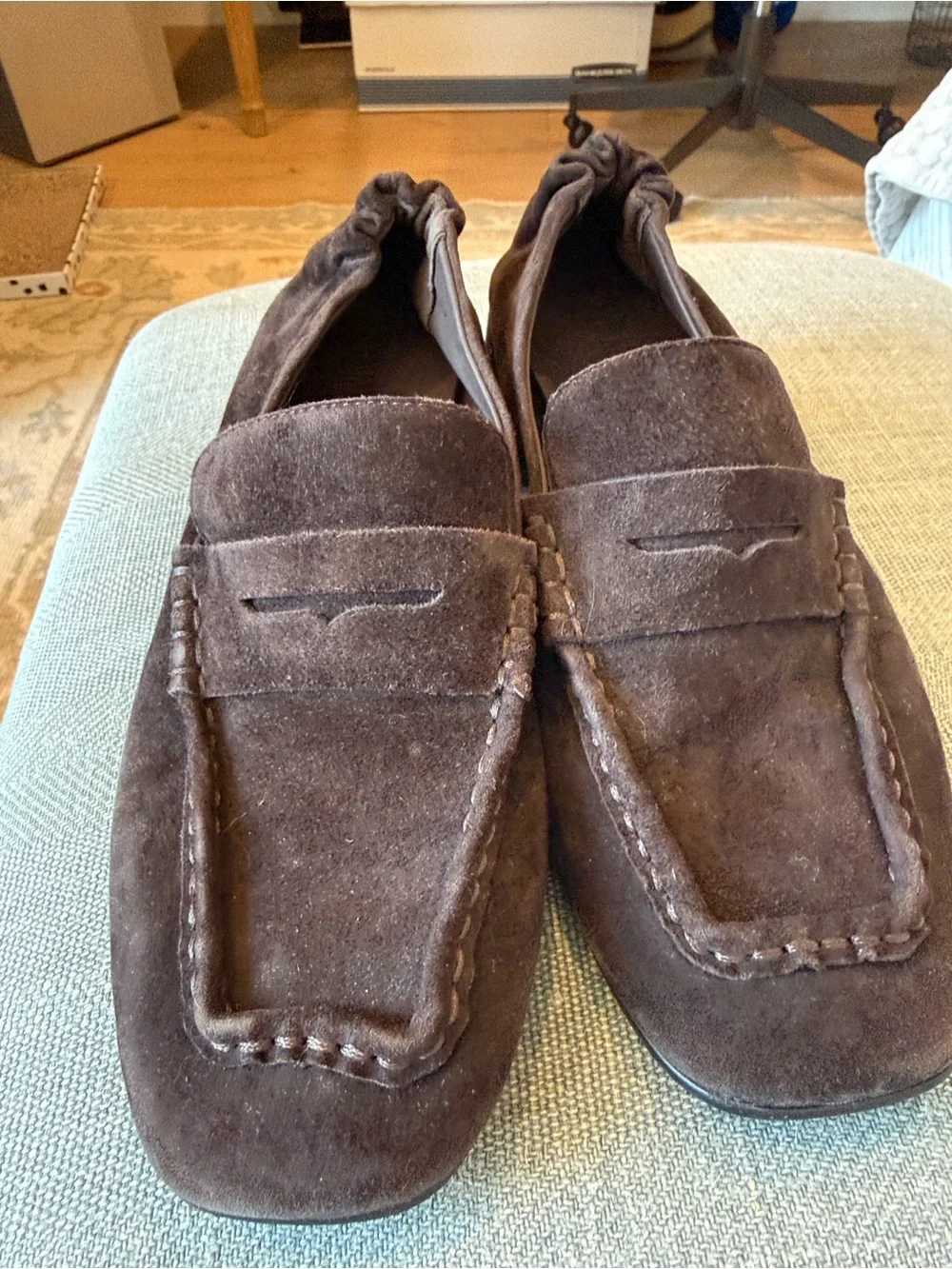 Steve Madden chocolate Suede Emory penny loafers